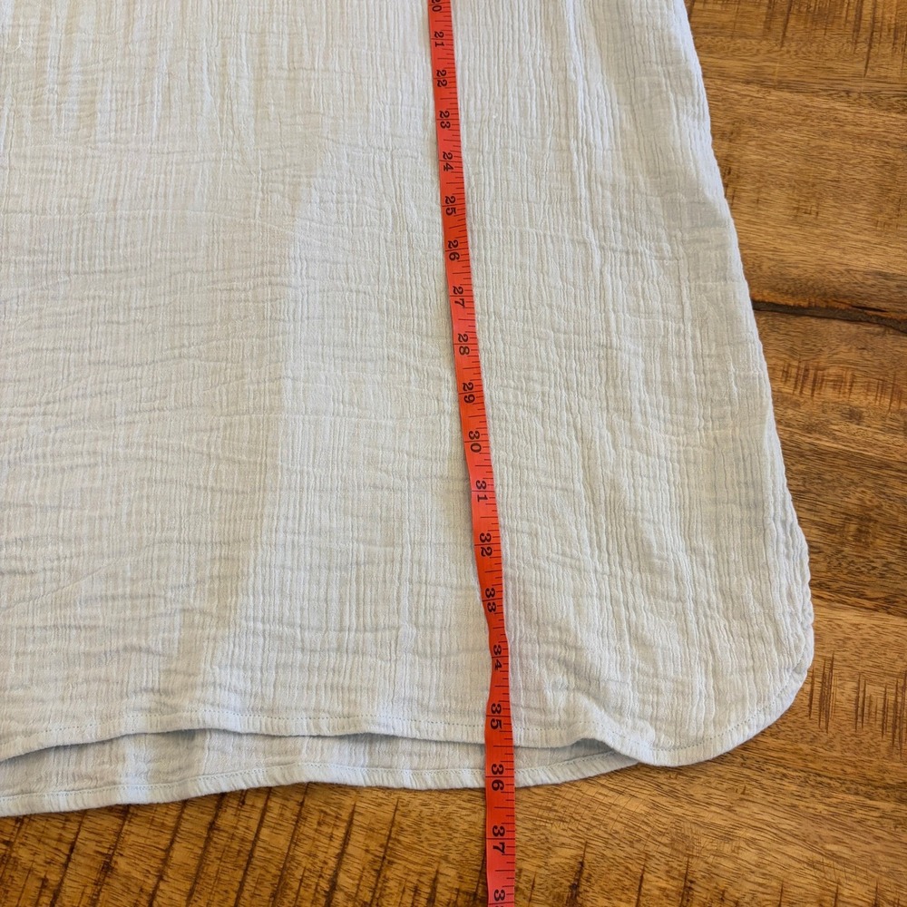 Alice Walk Cotton Gauze Shirt Dress L Coastal Beach Nautical Cover Up Light Blue - Picture 10 of 10